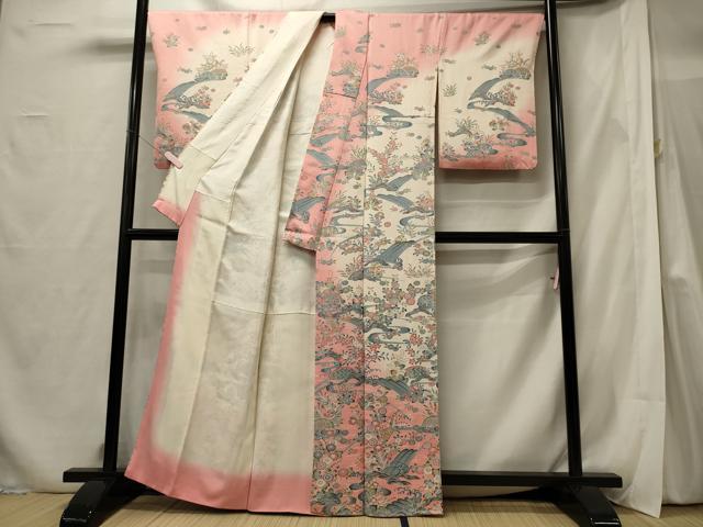 平和屋着物■訪問着 立波流水草花文 暈し染め 正絹 逸品 CABF5809oy