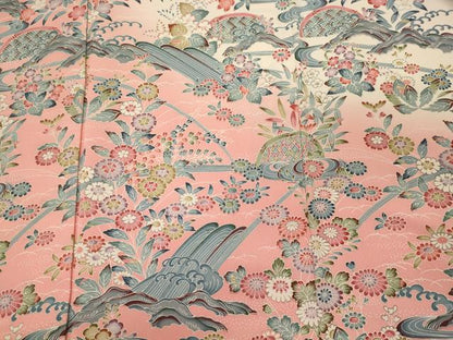 平和屋着物■訪問着 立波流水草花文 暈し染め 正絹 逸品 CABF5809oy