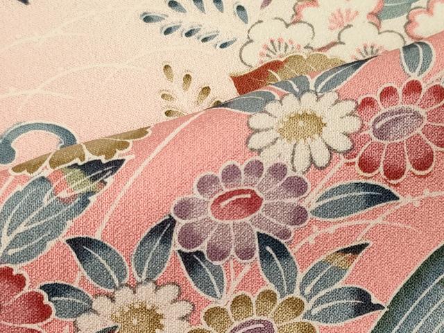 平和屋着物■訪問着 立波流水草花文 暈し染め 正絹 逸品 CABF5809oy