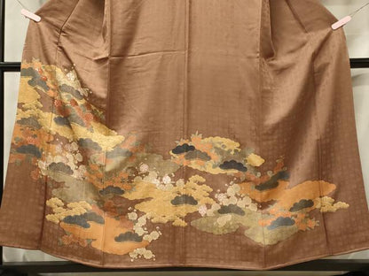 平和屋着物■豪華色留袖　駒刺繍　吉祥花文　金彩　正絹　逸品　CABF5830oy