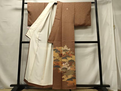 平和屋着物■豪華色留袖　駒刺繍　吉祥花文　金彩　正絹　逸品　CABF5830oy