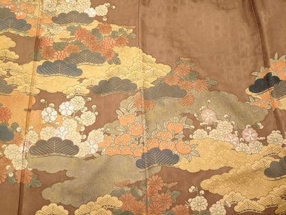 平和屋着物■豪華色留袖　駒刺繍　吉祥花文　金彩　正絹　逸品　CABF5830oy
