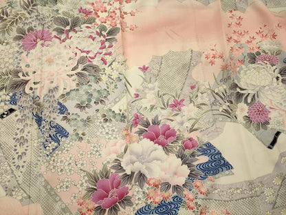 平和屋着物■豪華振袖 刺繍 草花文 乱菊 暈し染め 銀彩 正絹 逸品 CABF5831oy