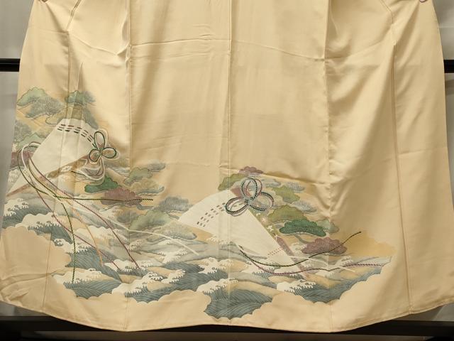 平和屋着物■豪華色留袖 桧扇立波松文 金彩 正絹 逸品 CABF5832oy