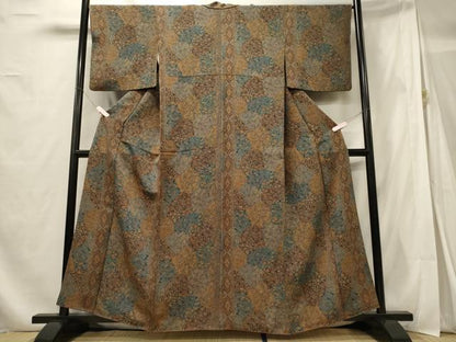 平和屋着物■上質な小紋 切り嵌め更紗花文 鬼しぼ縮緬 正絹 逸品 CABF5835oy