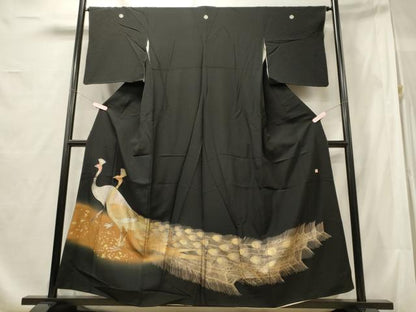 平和屋着物■豪華黒留袖　作家物　孔雀文　暈し染め　金銀彩　正絹　逸品　CABF5837oy