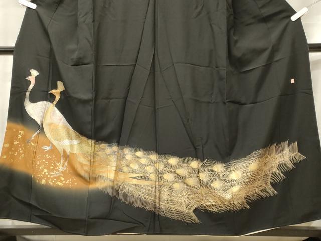 平和屋着物■豪華黒留袖　作家物　孔雀文　暈し染め　金銀彩　正絹　逸品　CABF5837oy