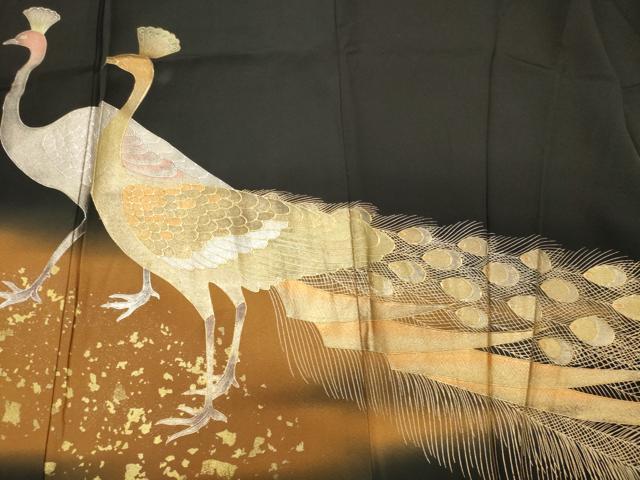 平和屋着物■豪華黒留袖　作家物　孔雀文　暈し染め　金銀彩　正絹　逸品　CABF5837oy