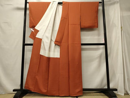 平和屋着物■豪華色留袖 風景地紋 柿色 正絹 逸品 未使用 CABF5841oy