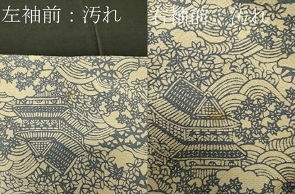 平和屋着物■訪問着 型染め 風景花文 正絹 逸品 CABF5845oy