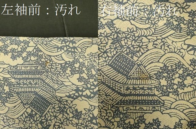 平和屋着物■訪問着 型染め 風景花文 正絹 逸品 CABF5845oy