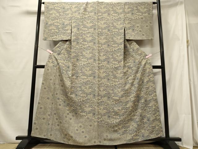 平和屋着物■訪問着 型染め 風景花文 正絹 逸品 CABF5845oy