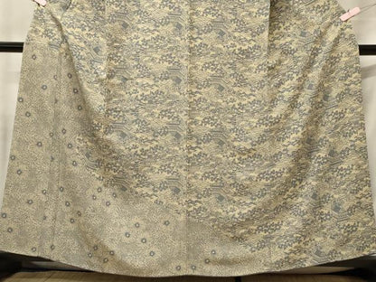 平和屋着物■訪問着 型染め 風景花文 正絹 逸品 CABF5845oy