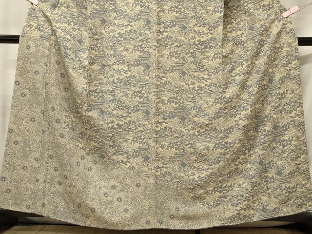 平和屋着物■訪問着 型染め 風景花文 正絹 逸品 CABF5845oy