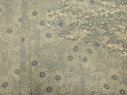 平和屋着物■訪問着 型染め 風景花文 正絹 逸品 CABF5845oy