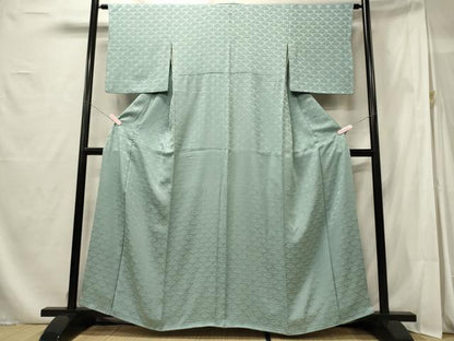 平和屋着物■上質な色無地　笹地紋　秘色色　正絹　逸品　CABF5846oy