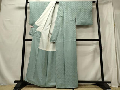 平和屋着物■上質な色無地　笹地紋　秘色色　正絹　逸品　CABF5846oy