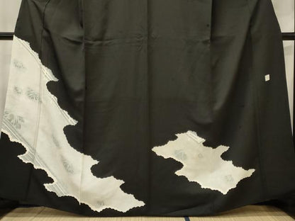 平和屋着物■訪問着　作家物　刺繍　石庭　黒地　正絹　逸品　CABF5850oy