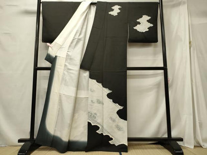 平和屋着物■訪問着　作家物　刺繍　石庭　黒地　正絹　逸品　CABF5850oy