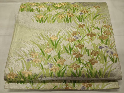 平和屋着物◎六通柄袋帯 草花文 金銀糸 正絹 逸品 CABF5892oy