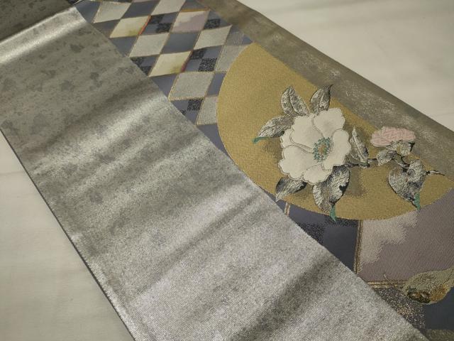 平和屋着物◎六通柄袋帯 唐織 たまゆら 草花文 引箔 正絹 逸品 CABF5896oy