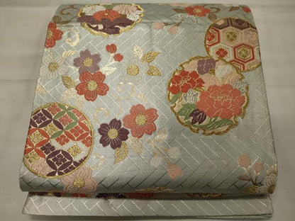 平和屋着物◎佐賀錦 六通柄袋帯 唐織 吉祥雪輪花唐草文 金銀糸 正絹 逸品 CABF5907oy