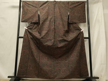 平和屋着物■本場大島紬 7マルキ 幾何学花文 正絹 逸品 CABF5933oy