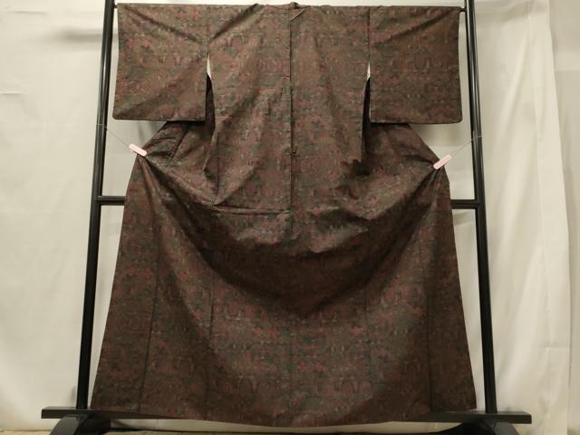 平和屋着物■本場大島紬 7マルキ 幾何学花文 正絹 逸品 CABF5933oy