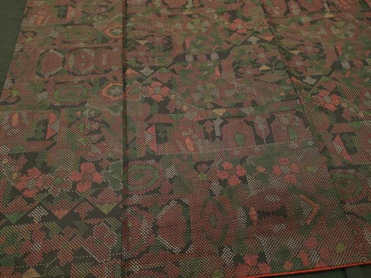 平和屋着物■本場大島紬 7マルキ 幾何学花文 正絹 逸品 CABF5933oy