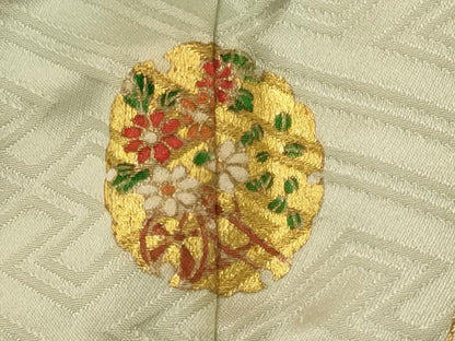 平和屋着物■豪華振袖 駒刺繍 青海波糸車花文 金彩 正絹 逸品 CABF5955oy