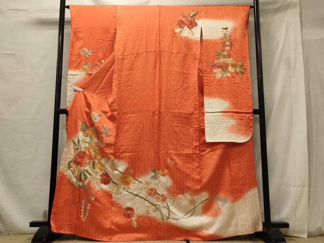 平和屋着物■豪華振袖 駒刺繍 花車文 暈し染め 金銀糸 正絹 逸品 CABF5956oy