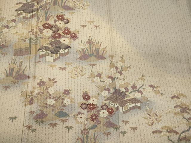 平和屋着物■訪問着 風景花松文 暈し染め 正絹 逸品 CABF5957oy
