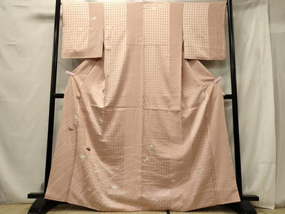 平和屋着物■訪問着 刺繍 草葉舞蝶文 銀彩 正絹 逸品 CABF5958oy