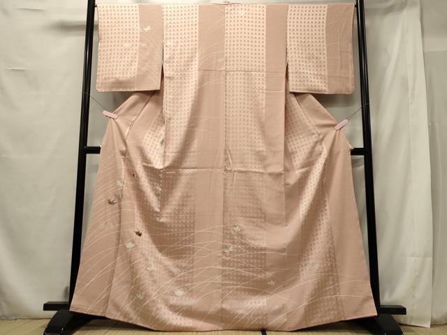 平和屋着物■訪問着 刺繍 草葉舞蝶文 銀彩 正絹 逸品 CABF5958oy