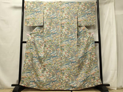 平和屋着物■上質な小紋 型染め 渡橋風景文 正絹 逸品 CABF5959oy