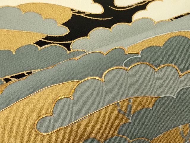平和屋着物■豪華黒留袖　駒刺繍　松文　金彩　正絹　逸品　CABF5963oy