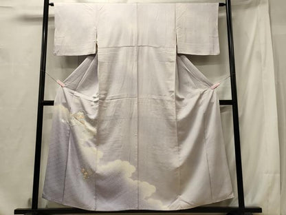 平和屋着物■訪問着　刺繍　組紐桧扇花文　暈し染め　正絹　逸品　CABF5965oy