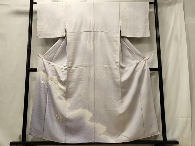 平和屋着物■訪問着　刺繍　組紐桧扇花文　暈し染め　正絹　逸品　CABF5965oy