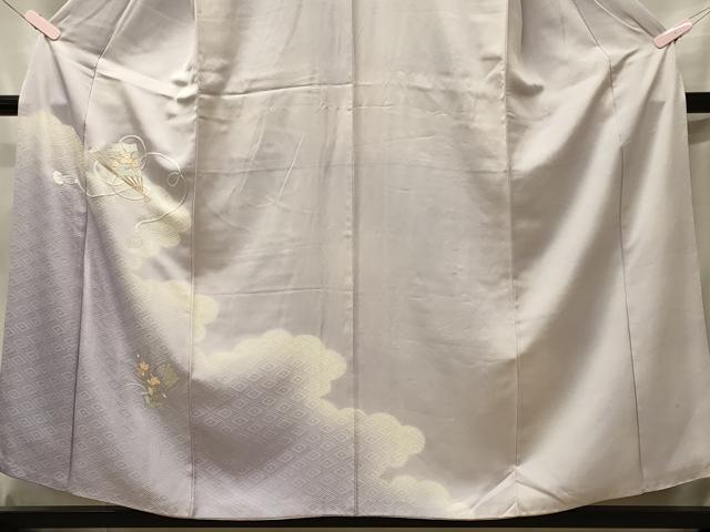 平和屋着物■訪問着　刺繍　組紐桧扇花文　暈し染め　正絹　逸品　CABF5965oy