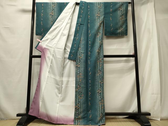 平和屋着物■小紋　草花間道　洗える着物　未使用　CABF5976oy