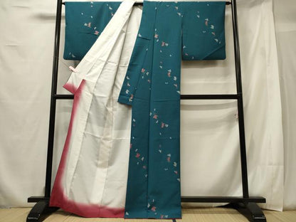 平和屋着物■小紋　舞花文　金銀彩　洗える着物　CABF5978oy