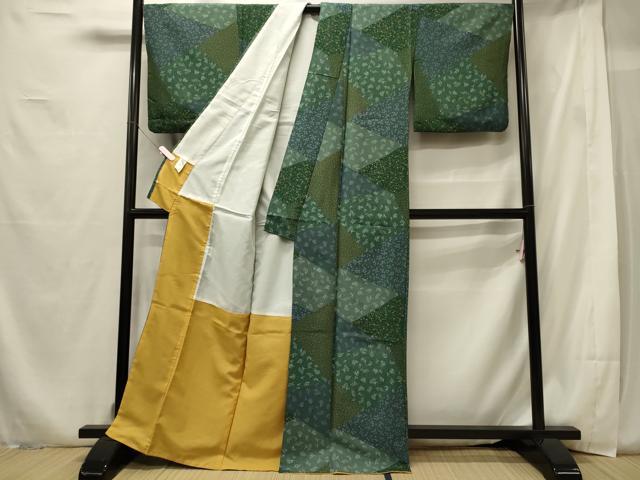 平和屋着物■小紋 切り嵌め草花文 洗える着物 CABF5985oy