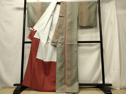 平和屋着物■小紋　縞　洗える着物　CABF5993oy