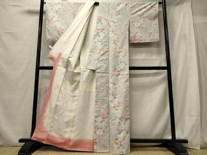 平和屋着物■上質な紬　草花文　正絹　逸品　未使用　CABF5996oy