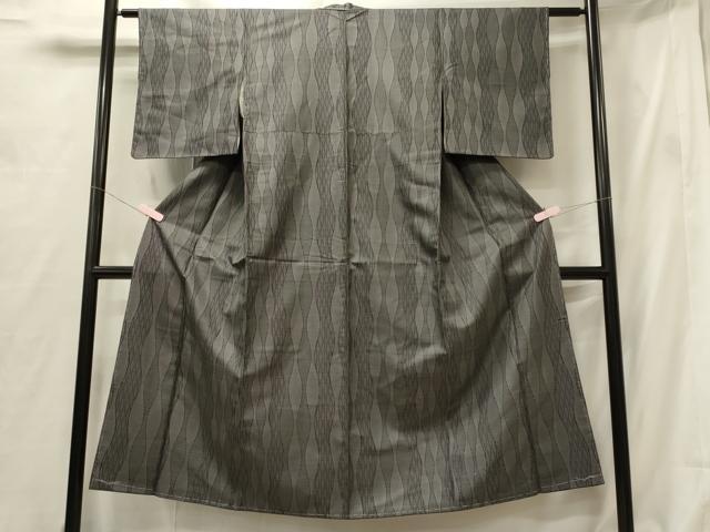 平和屋着物■上質なお召　立涌文　正絹　逸品　未使用　CABF5997oy