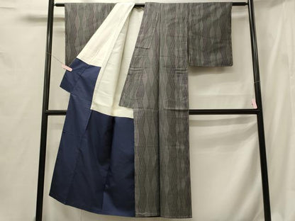 平和屋着物■上質なお召　立涌文　正絹　逸品　未使用　CABF5997oy