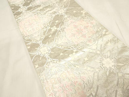 平和屋着物◎六通柄袋帯　唐織　吉祥花文　銀糸　正絹　逸品　CABF6001dy