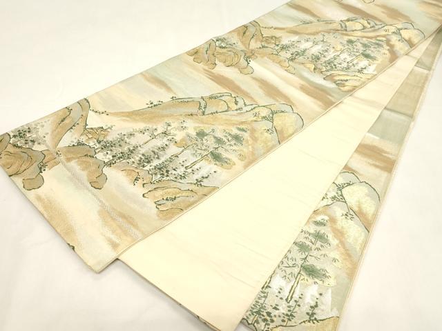 平和屋着物◎六通柄袋帯　風景文　金銀糸　三越扱い　正絹　逸品　CABF6002dy