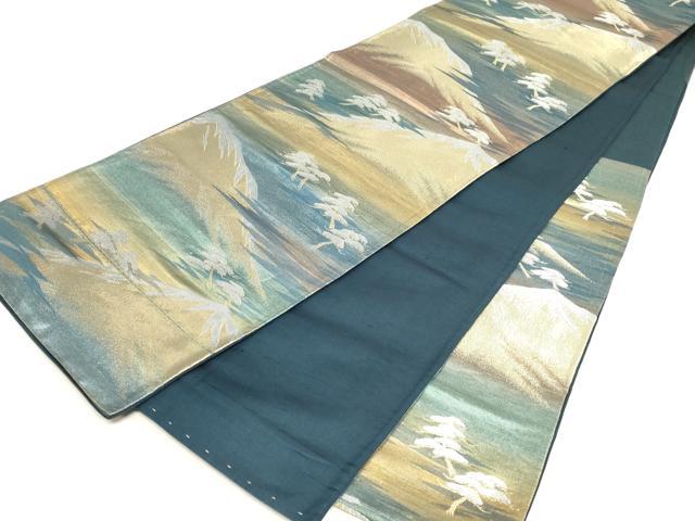 平和屋着物◎六通柄袋帯　遠山文　金銀糸　正絹　逸品　CABF6003dy