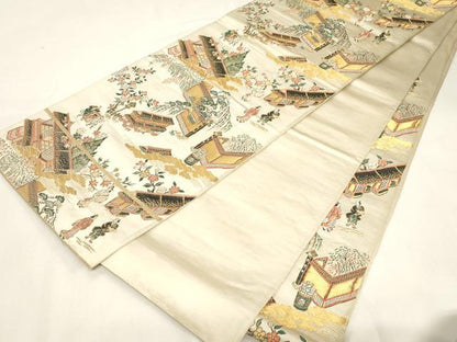 平和屋着物◎六通柄袋帯　人物文　金糸　正絹　逸品　CABF6010dy